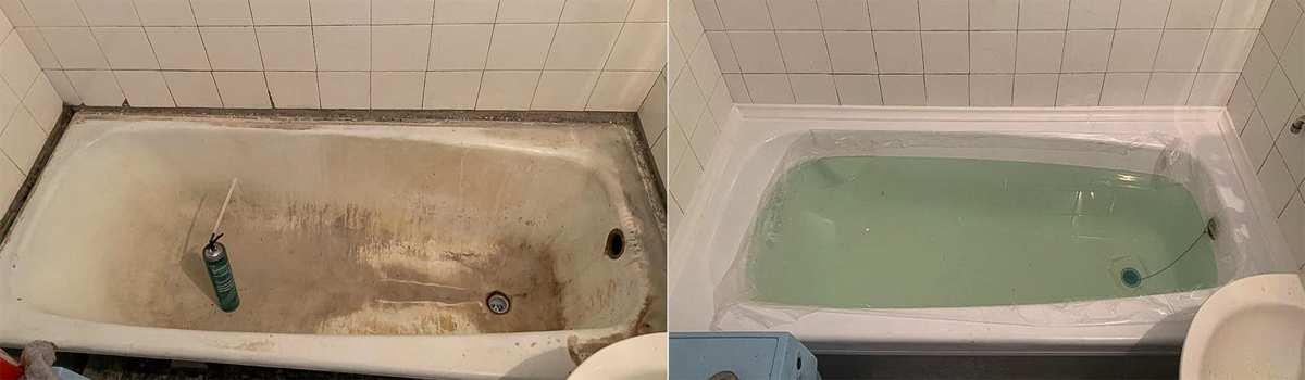 Установка акрилового вкладыша в старую чугунную ванну